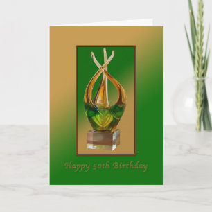 Birthday, 50th, Glass Sculpture Card