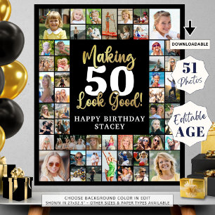Birthday 51 Photo Collage Making AGE Look Good Poster