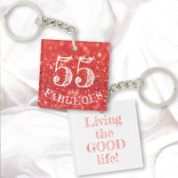 Birthday 55 and Fabulous Coral Glitter Sparkle