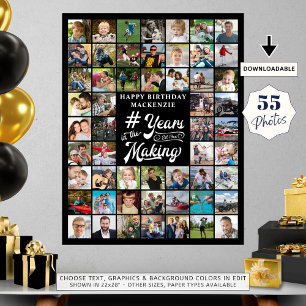 Birthday 55 Photo Collage Years in the Making Poster