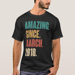 Birthday 5th Decoration Amazing Since March 2018 T-Shirt