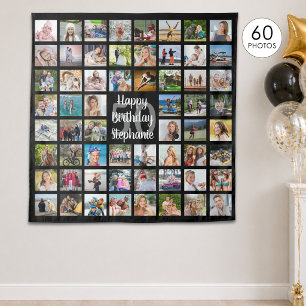 Birthday 60 Photo Collage Personalised Tapestry