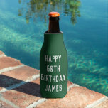 Birthday 60th Elegant Green Dad Stylish<br><div class="desc">Green 60th birthday bottle cooler. Perfect for dad,  grandad,  stepdad. You can personalise the year and name.</div>