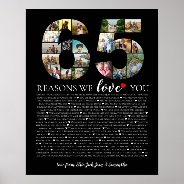 birthday 65 reasons why I love you retirement  Poster (Front)