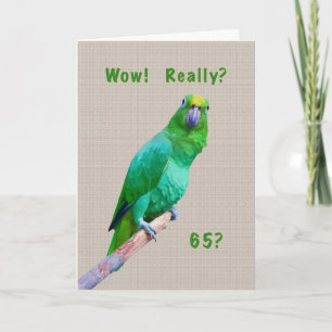 Birthday, 65th, Green Macaw Parrot on a Limb Card