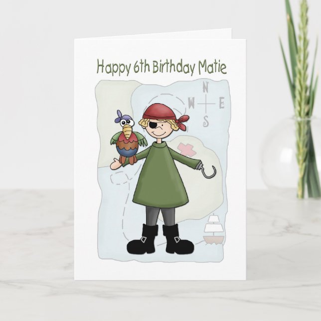 Birthday 6 Pirate Card (Front)