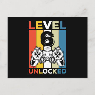 Birthday 6th Level Unlocked 6 Gaming Vintage Holiday Postcard