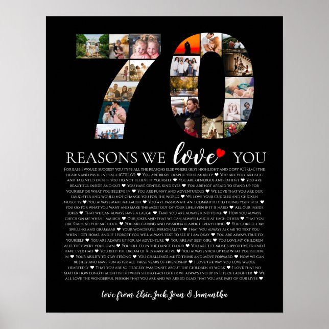 birthday 70 reasons why we love you grandmother poster (Front)