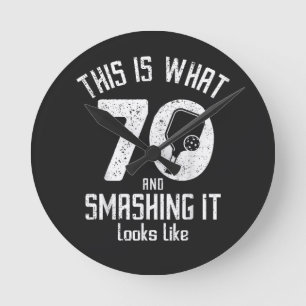 Birthday 70 Years Old Love Pickleball Round Clock
