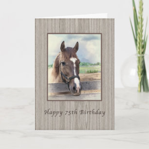 Birthday, 75th, Brown Horse with Bridle Card