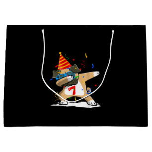 Birthday - 7 Years Dabbing Pug Dog Lover Large Gift Bag