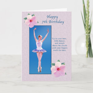 Birthday, 7th, Ballerina, Hibiscus Flowers Card