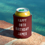 Birthday 80th Elegant Burgundy Dad Stylish Eighty Can Cooler<br><div class="desc">Burgundy 80th birthday can cooler. Perfect for dad,  grandad,  stepdad. Golfer gift idea. You can personalise the year.</div>