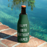 Birthday 80th Elegant Green Dad Stylish Eighty Bottle Cooler<br><div class="desc">Green 80th birthday bottle cooler. Perfect for dad,  grandad,  stepdad. Golfer gift idea. You can personalise the year.</div>