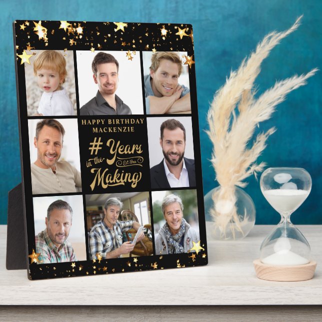 Birthday 8 Photo Collage YEARS IN THE MAKING Stars Plaque (Side)