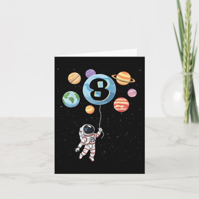 Birthday 8th Astronaut 8 Yr Old Space Planets Boy  Card (Front)