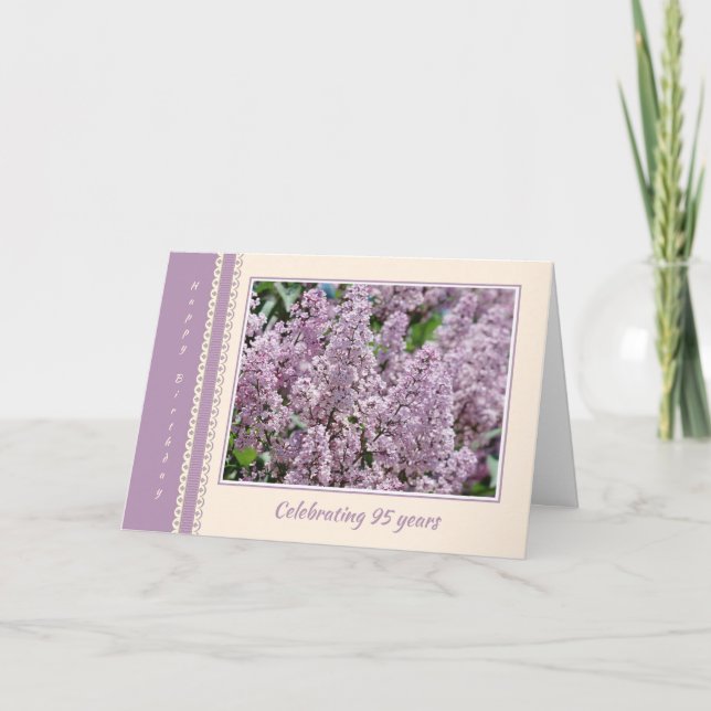 Birthday 95th Lilac Flowers Card (Front)