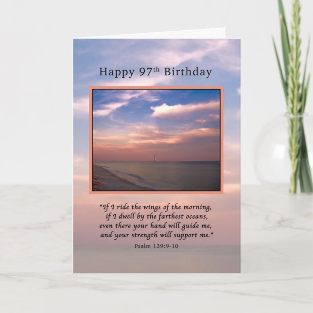 Birthday, 97th, Sunrise at the Beach, Religious Card (Front)