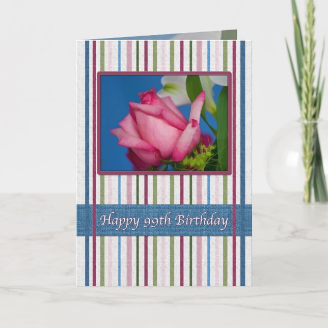 Birthday, 99th, Red Rose Card (Front)