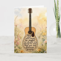 Birthday Acoustic Guitar with Forever Young Text