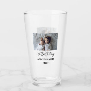 Birthday add name photo simple minimal text annive glass