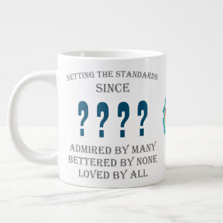 Birthday Add Year Name Date Loved By All Dad Blue Large Coffee Mug
