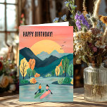Birthday Adventures Paddleboarding SUP Paddleboard Card<br><div class="desc">Sweet drawing of people paddleboarding on a mountain lake to wish someone a happy birthday! Click on “Personalise” above to edit the inside or front text to suit your needs. Then click "edit using design tool" to adjust the fonts, colours and placements. Also available as a digital download to quickly...</div>