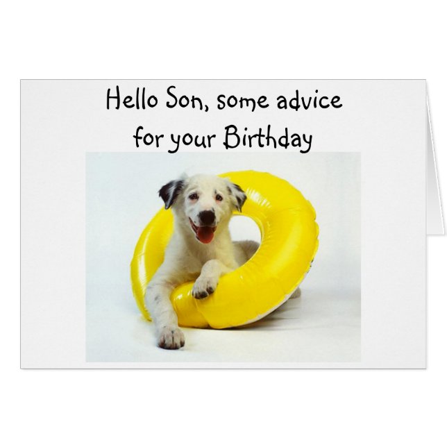BIRTHDAY ADVICE "SON'S" BIRTHDAY FROM SPORTY PUP (Front Horizontal)