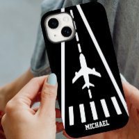 Birthday Aeroplane Landing Runway Black and White