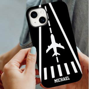 Birthday Aeroplane Landing Runway Black and White Case-Mate iPhone 14 Case