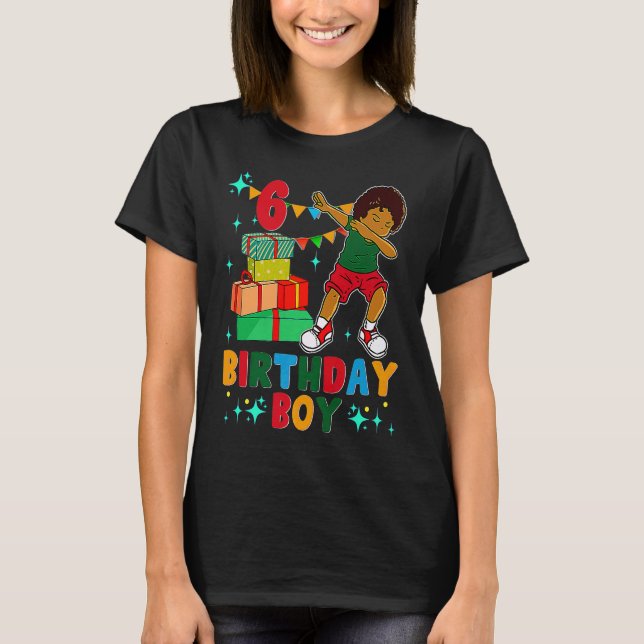 Birthday African American Boy 6th Birthday Young B T-Shirt (Front)