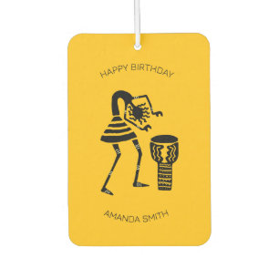 Birthday, African Art Cute Silhouette Music Girl Car Air Freshener