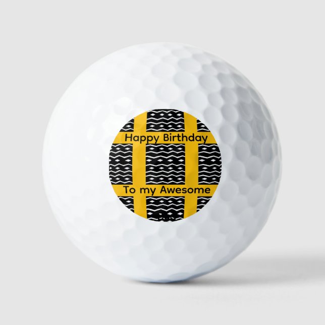 Birthday, African art Ethnic Pattern Orange Square Golf Balls (Front)