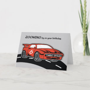 Birthday Age 6 Red Sports Car Card