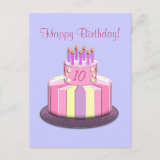 Birthday Age Cake (Pink) Postcard