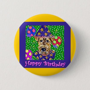 Birthday Airedale 6 Cm Round Badge