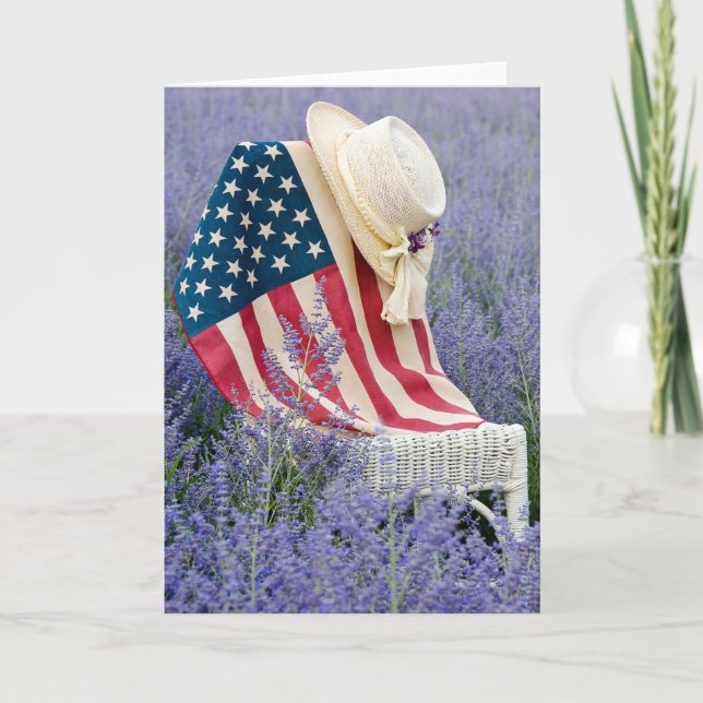 Birthday American Flag and Hat Card (Front)