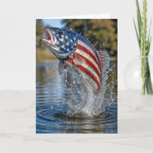 Birthday American Flag Fish Card