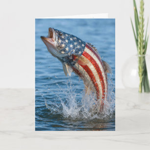 Birthday American Flag Fish Card