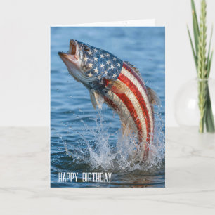 Birthday American Flag Fish Card