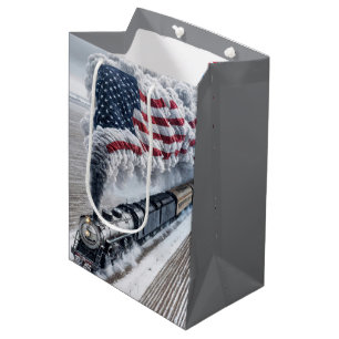 Birthday American Freedom Train Medium Gift Bag