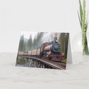 Birthday American Patriotic Train on a Trestle Card