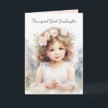 Birthday Angel Girl For Great Granddaughter Card<br><div class="desc">Watercolor angel girl with roses on white for great granddaughter's birthday.
Text can be edited.</div>