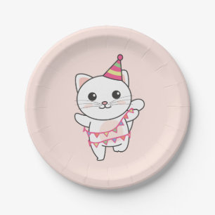 Birthday Animal Cute Cat for Kids Birthday Party Paper Plate