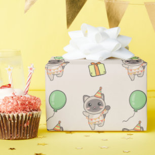 Birthday Animal Cute Cat Kids Birthday Party Wrapping Paper