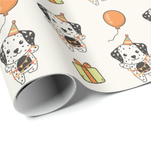 Birthday Animal Cute Dalmatian Kids Birthday Party Wrapping Paper