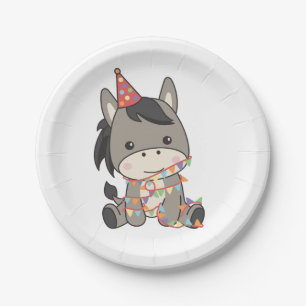 Birthday Animal Cute Donkey Kids Birthday Party Paper Plate