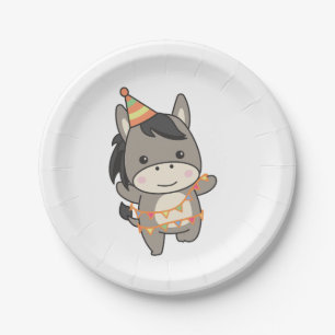 Birthday Animal Cute Donkey Kids Birthday Party Paper Plate