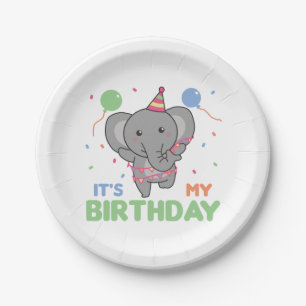 Birthday Animal Cute Elephant Kids Birthday Party Paper Plate