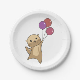 Birthday Animal Cute Otter for Kids Birthday Party Paper Plate